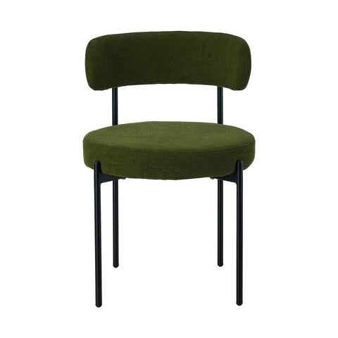 6x Dining Chair Round Boucle Seats Backrest Green
