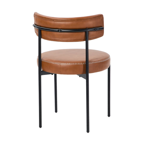 2x Dining Chair Round Leather Brown