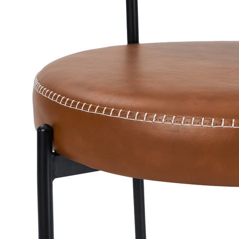 2x Dining Chair Round Leather Brown