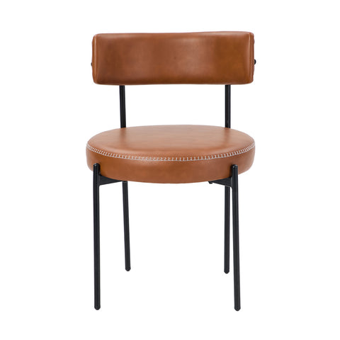 4x Dining Chair Round Leather Black