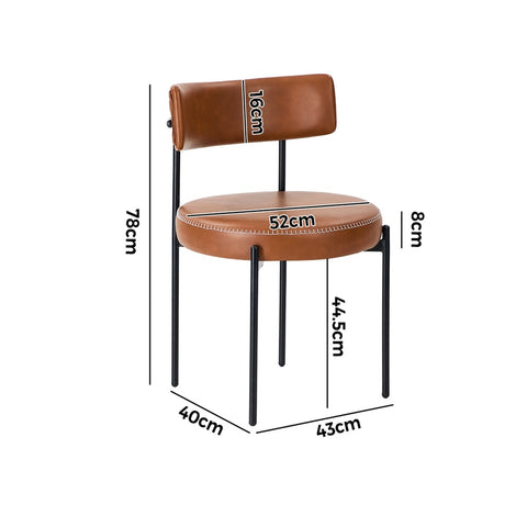 4x Dining Chair Round Leather Black