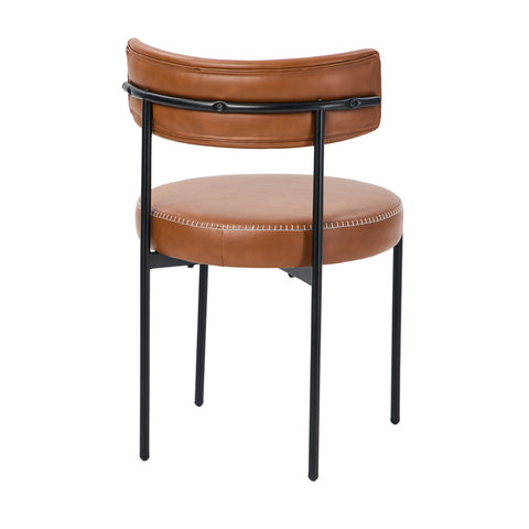 4x Dining Chair Round Leather Black