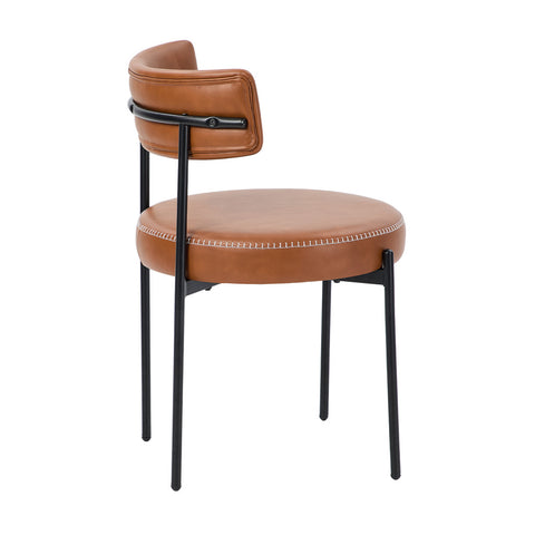 6x Dining Chair Round Leather Black