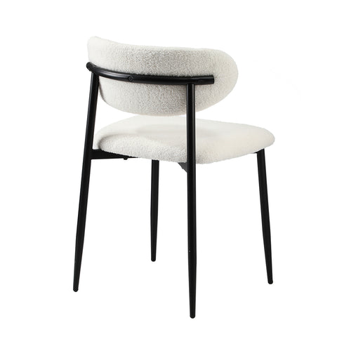 4x Dining Chairs Boucle Fabric Black&White