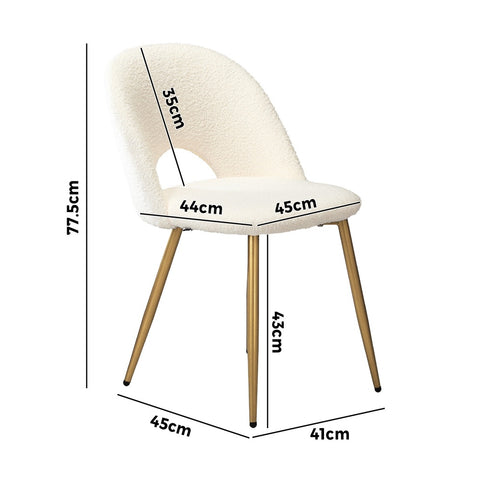 2PCS Dining Chairs Armchair Sherpa Golden White