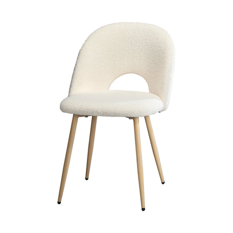 2PCS Dining Chairs Armchair Sherpa Wooden White