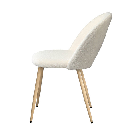 2PCS Dining Chairs Armchair Sherpa Wooden White