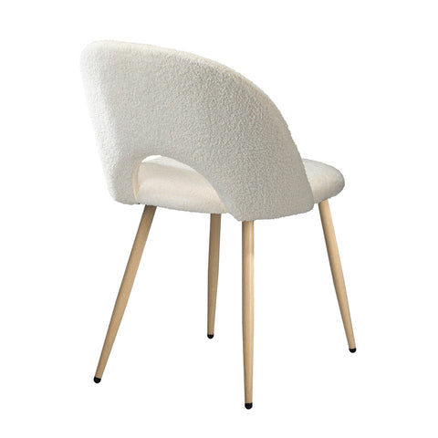 2PCS Dining Chairs Armchair Sherpa Wooden White