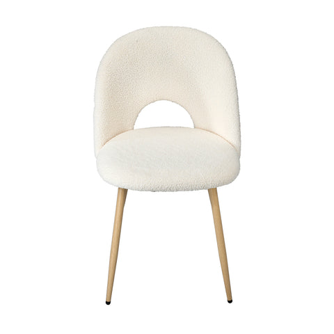 4PCS Dining Chairs Armchair Sherpa Wooden White