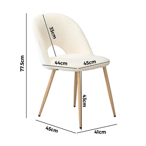 6PCS Dining Chairs Armchair Sherpa Wooden White