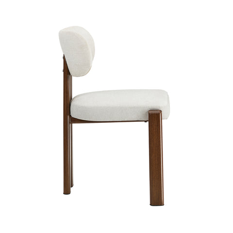 2x Dining Chairs Linen Kitchen Padded Seat Beige & Brown