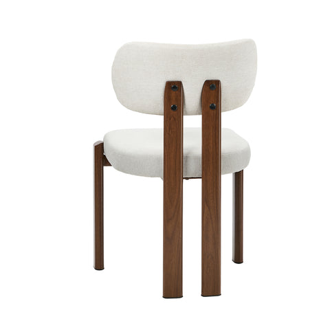 2x Dining Chairs Linen Kitchen Padded Seat Beige & Brown