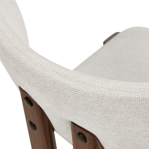 2x Dining Chairs Linen Kitchen Padded Seat Beige & Brown