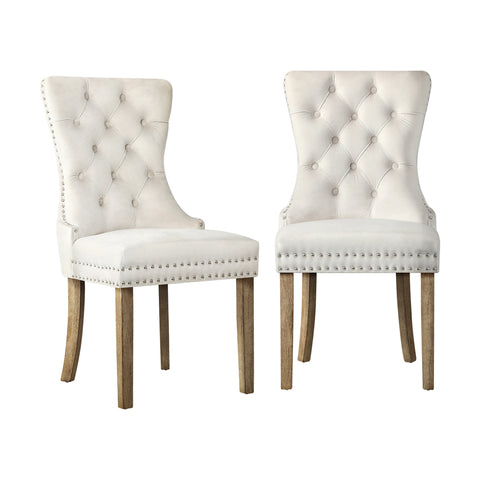 Velvet Dining Chair with French Tufted X2 Beige