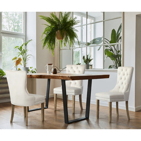 4x Velvet Dining Chairs French Provincial Tufted Beige