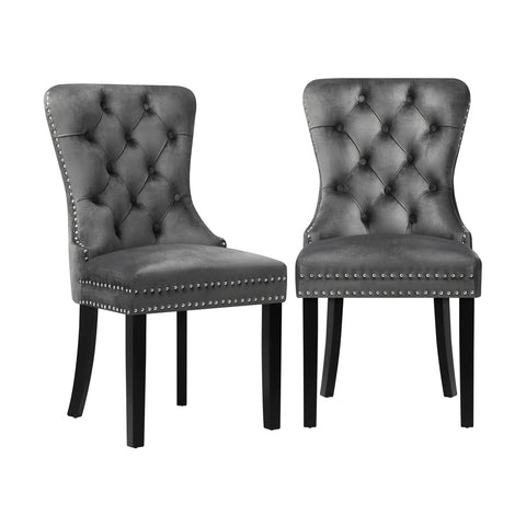 Velvet Dining Chair with French Tufted X2 Grey