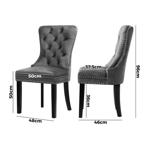 Velvet Dining Chair with French Tufted X2 Grey
