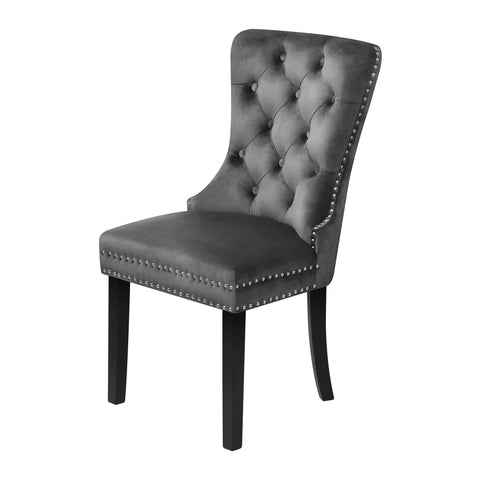 Velvet Dining Chair with French Tufted X2 Grey