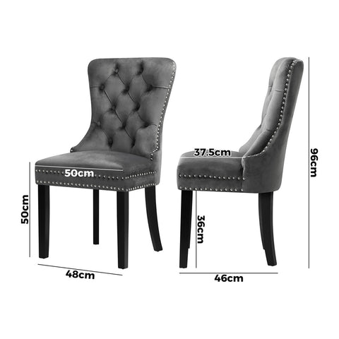 4x Velvet Dining Chairs French Provincial Tufted Grey