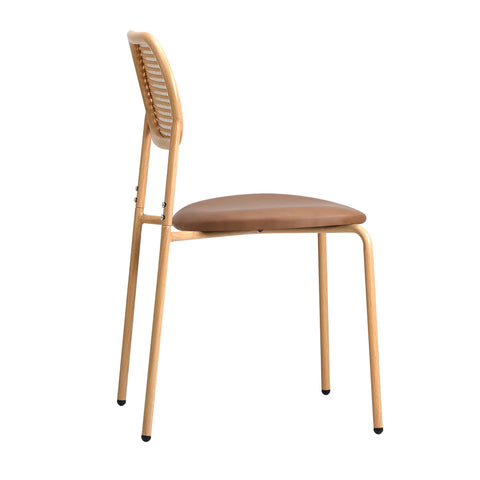 6PCS Dining Chair Rattan Furniture PU Leather Brown