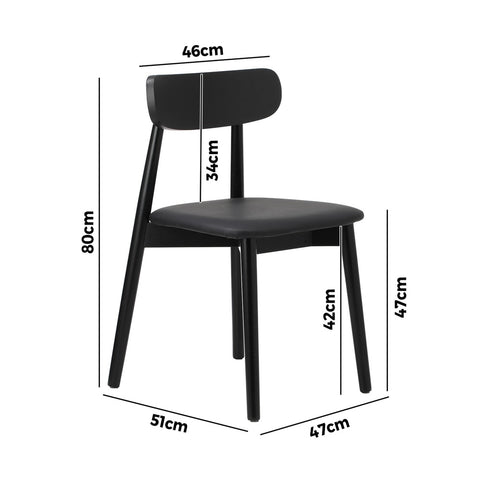 6x Dining Chairs PU Leather Solid Wood Black