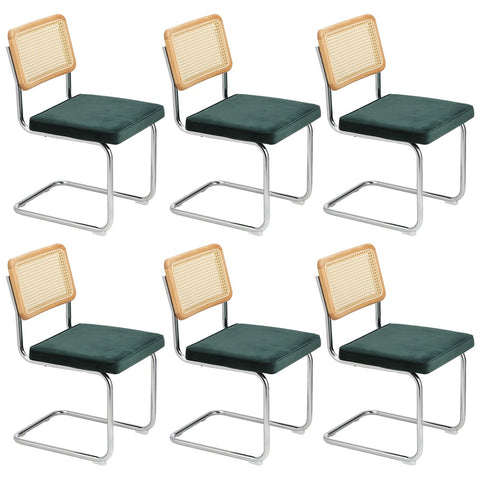 6x Rattan Dining Chair Cesca Replica Cantilever Velvet