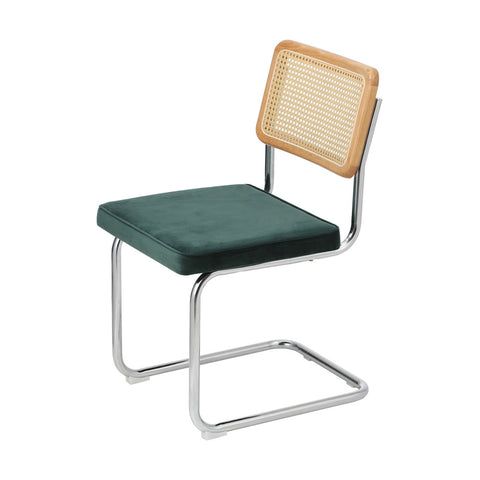 6x Rattan Dining Chair Cesca Replica Cantilever Velvet