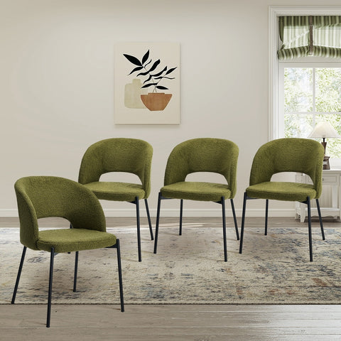 4x Armchair Dining Chair Sherpa Green&Black