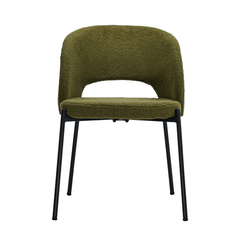4x Armchair Dining Chair Sherpa Green&Black