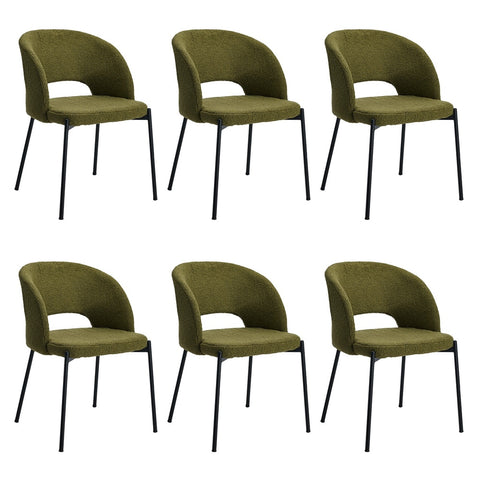 6x Armchair Dining Chair Sherpa Green&Black