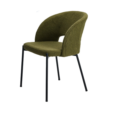 6x Armchair Dining Chair Sherpa Green&Black
