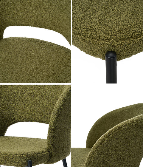 6x Armchair Dining Chair Sherpa Green&Black