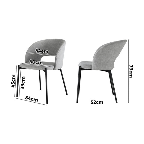 4x Armchair Dining Chair Fabric Grey&Black