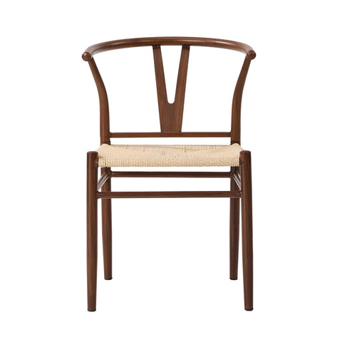 4x Metal Wishbone Dining Chair Cafe Lounge Walnut