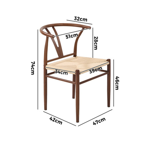 4x Metal Wishbone Dining Chair Cafe Lounge Walnut