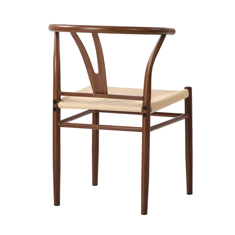 4x Metal Wishbone Dining Chair Cafe Lounge Walnut
