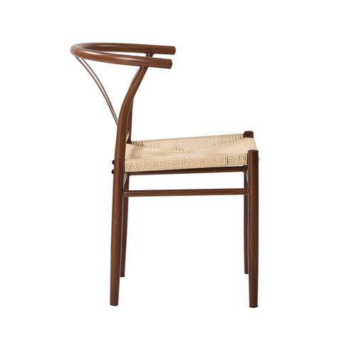 4x Metal Wishbone Dining Chair Cafe Lounge Walnut