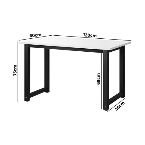 Computer Desk Metal Frame White Top 120cm