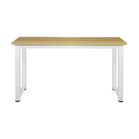 Computer Desk White Frame Wood Top 120cm