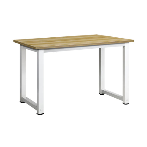 Computer Desk White Frame Wood Top 120cm