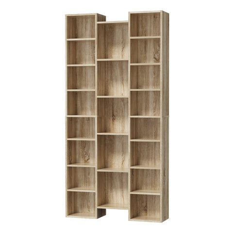 Bookshelf Display Shelf CD DVD Storage Media Rack Natural