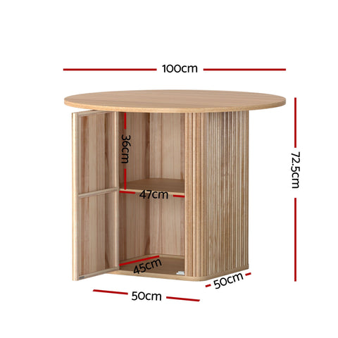 Haven 5pcs Round Dining Table and 4 Chairs Set Natural