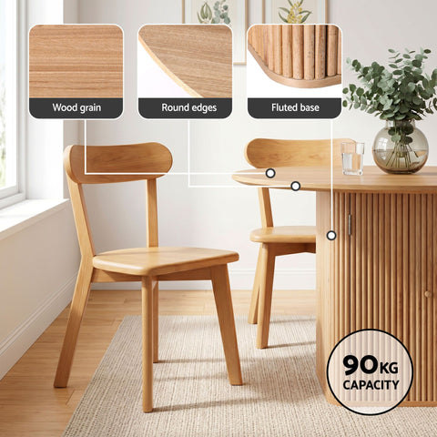 Haven 5pcs Round Dining Table and 4 Chairs Set Natural