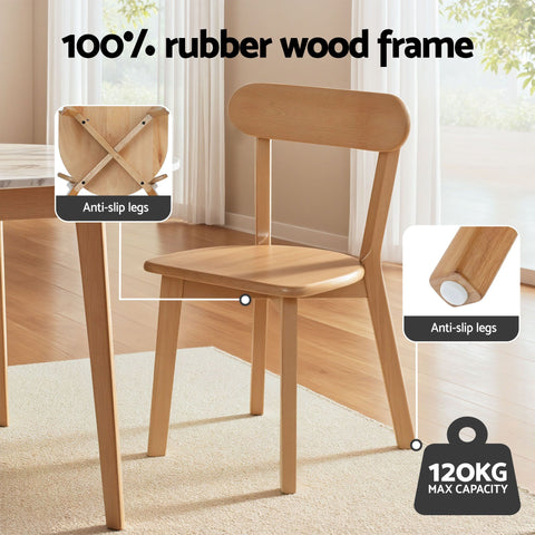 Haven 5pcs Round Dining Table and 4 Chairs Set Natural
