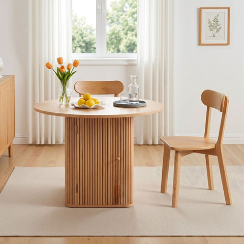 Haven 5pcs Round Dining Table and 4 Chairs Set Natural