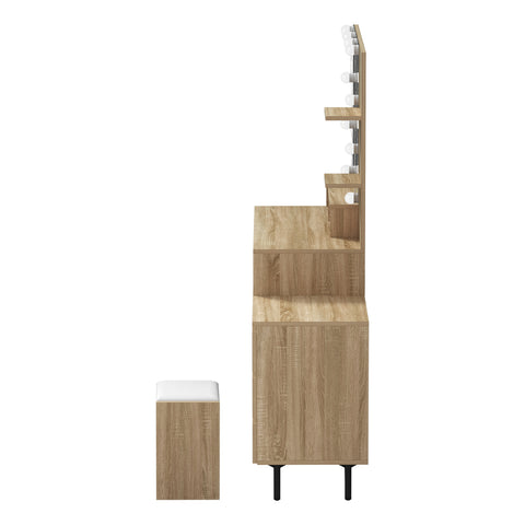 Dressing Table Stool Set 10 LED Bulbs Natural