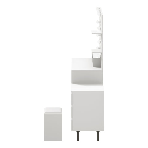 Dressing Table Stool Set 10 LED Bulbs White