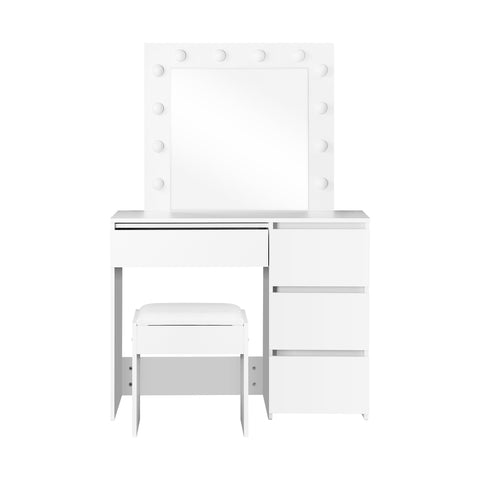 Dressing Table Stool Set with 12 Bulbs Mirror White