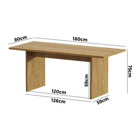 180cm Dining Table Rectangular Timber Natural