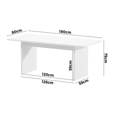 180cm Dining Table Rectangular Timber White